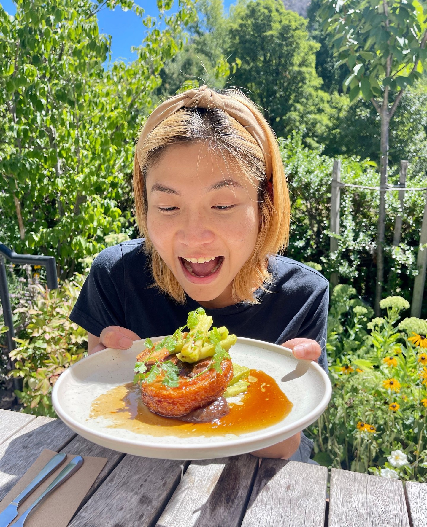 🌟 Staff Pick Alert! 🌟⁠
⁠
Meet TT, our fun, artistic, and insanely skilled barista from Thailand! 🇹🇭⁠
Her fave dish? She’s all about our rolled pork belly with apple, salsa verde, raisin caper sauce puree, and red wine jus. The flavours take her back to the comforting tastes of Asian cuisine, with a delicious twist.⁠
Trust us, this one’s a must-try! 👏⁠
⁠
Come by, say hi, and give the pork belly a go; we promise you’ll love it! 🌟⁠
⁠
#StaffPicks #PorkBellyLove #LocalEats